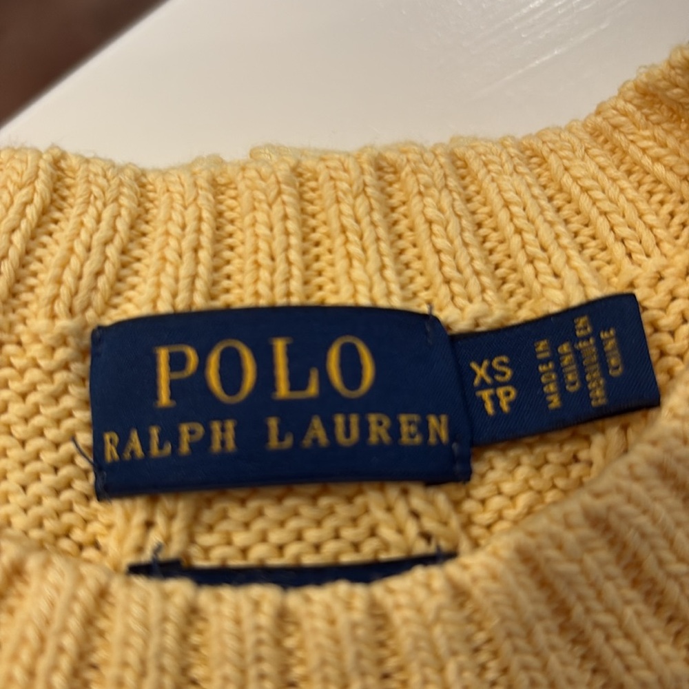Ralph Lauren Yellow Cable Knit Short Sleeve Tee - Picture 8 of 9